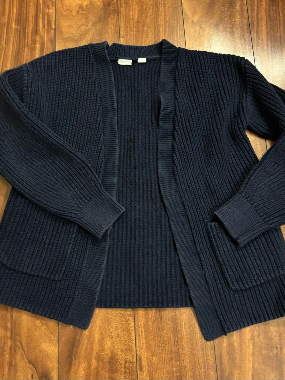 GAP Kids Navy Ribbed Open-Front & Pockets Cardigan